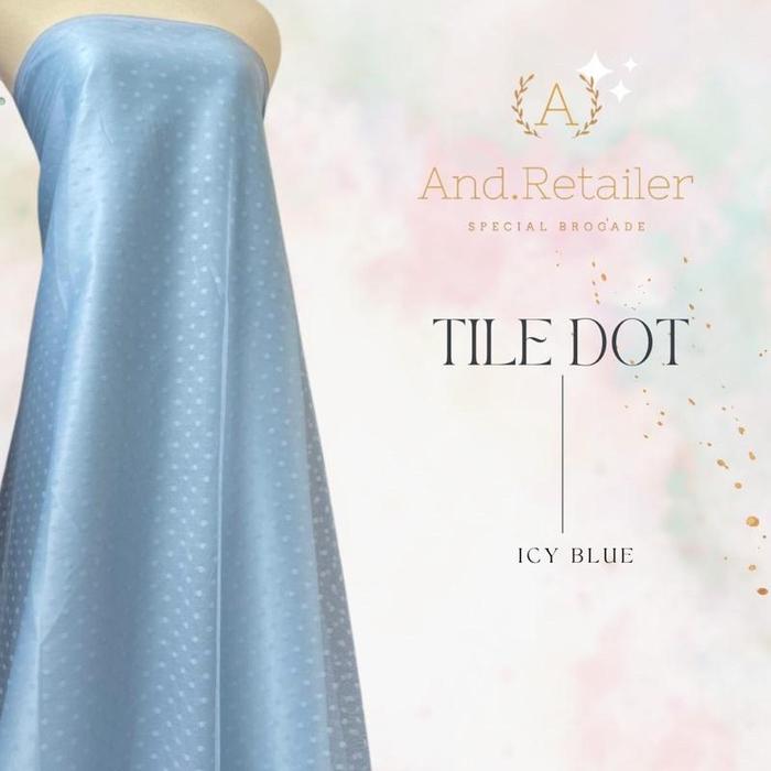 harga 0,5meter Kain Tile Tulle Dot Polkadot Warna Ice Blue Baby Blue Biru langit