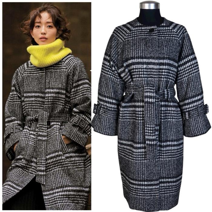 Women houndstooth wool coat brand Mila owen