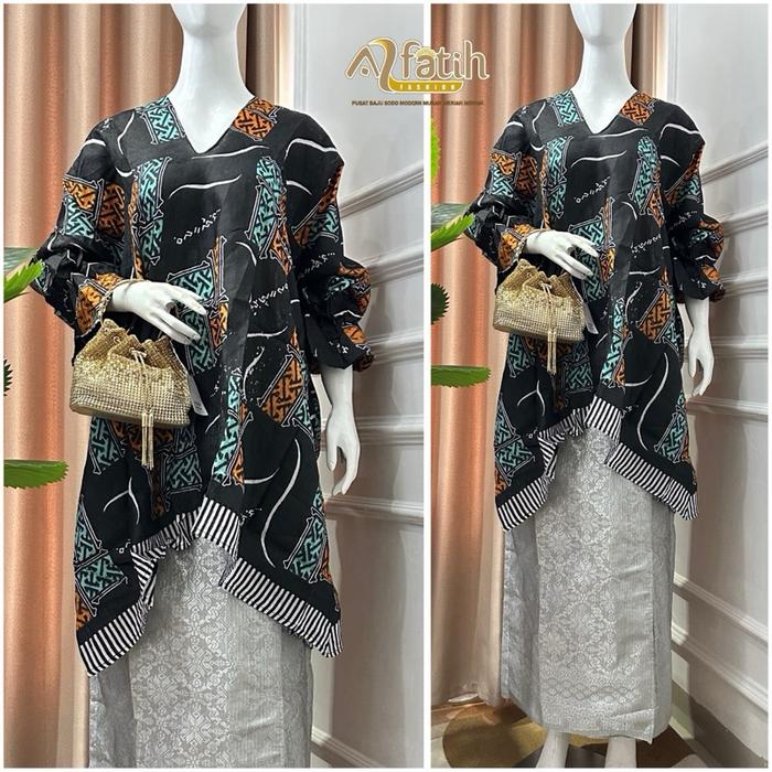 Baju Labbu Motif Lontara Sutera Dobby Viscose Halus Jumbo -Alfatih