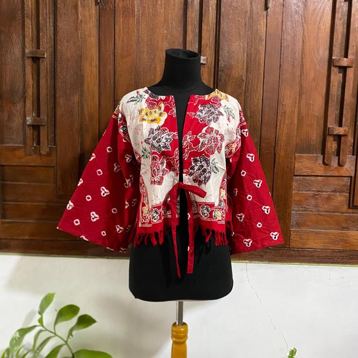 Peony Outer (Atasa Outer Batik Colet Pekalongan / Jumputan) Merah