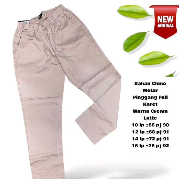 Celana chinos wanita pinggang full karet by Connexion