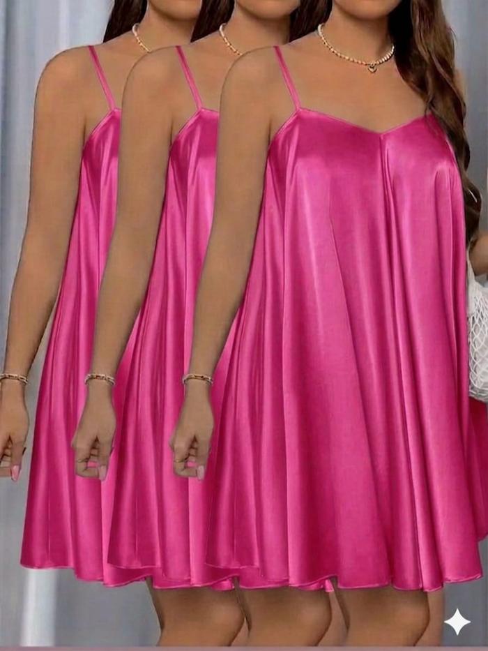 Dress REVA Lekbong Wanita Bahan Satin Silk Dres Santai / Dress Korea Wanita Jumbo Tali Kecil Tengt
