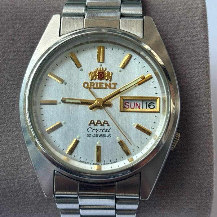 Jam Tangan vintage Tahun 1980 ORIENT AAA Crystal Mesin Automatic Caliber 4694 kondisi bagus dan norm