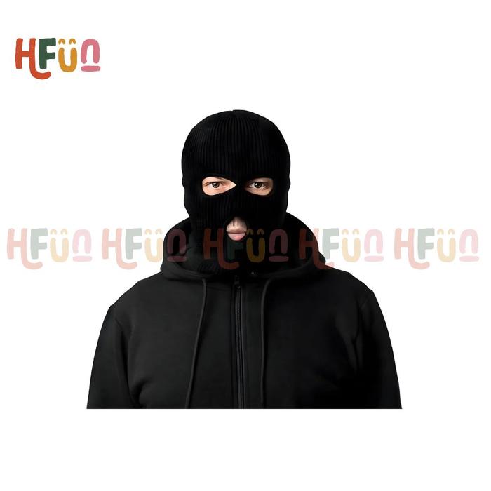 Hfun Topeng Balaclava Hitam Full Face | Masker Ninja | Pelindung Wajah Multifungsi | Topeng Penyamar