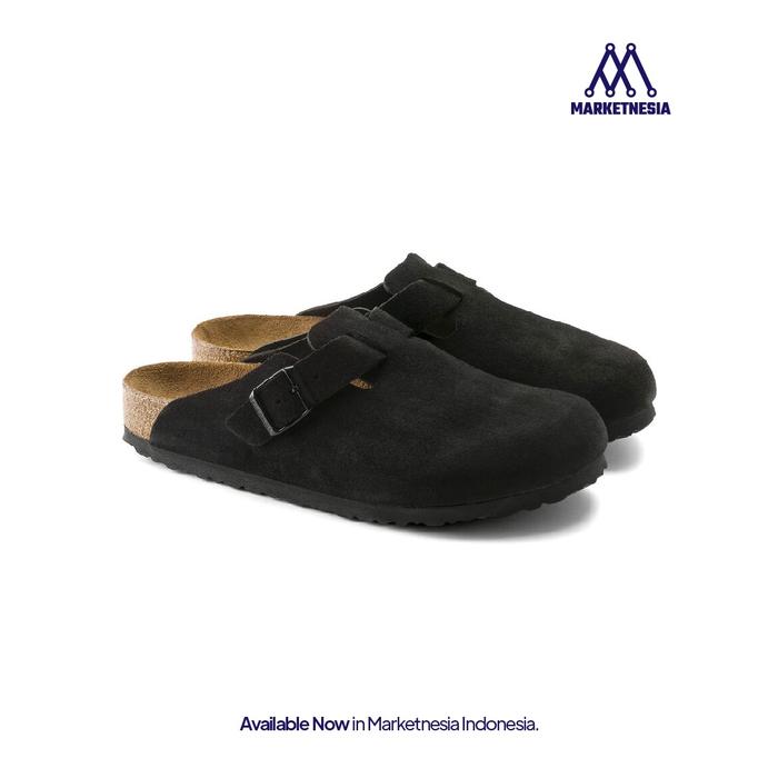 Sandal Birkenstock Boston Black Original Shoes Pria