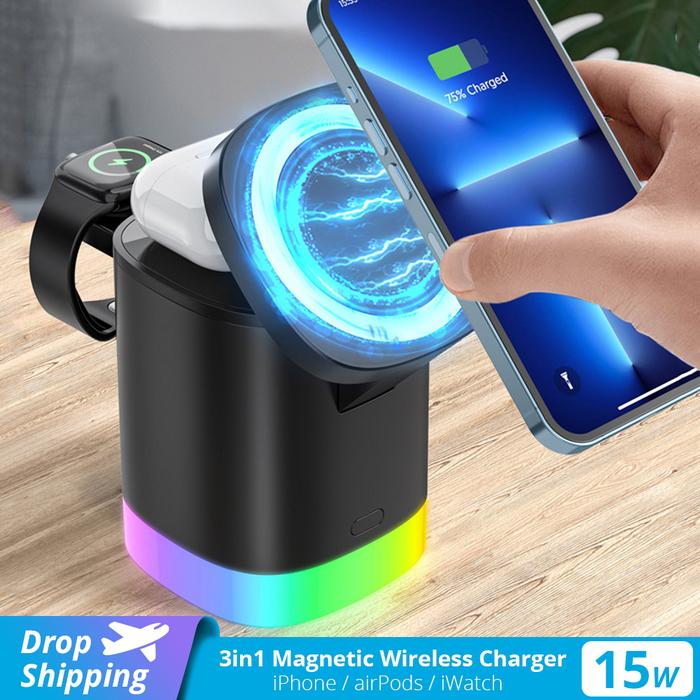 Folding 3 in 1 Wireless Charger for Apple Watch iPhone 14 13 Pro 12