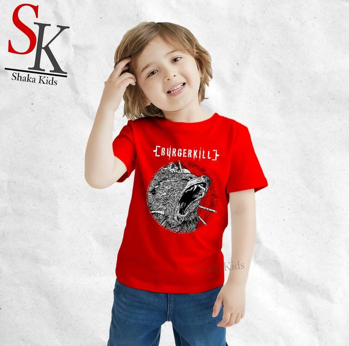 ShakaKids Fashion Atasan Baju Anak Band Music Burgerkill Adamantine Lengan Pendek Merah Cotton Comba