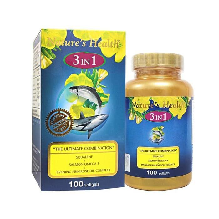 [100 softgel] Nature's Health 3 in 1 Squalene + Salmon Omega 3 + EPO