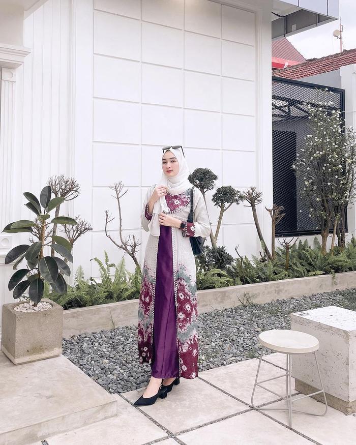 Gamis Lesti Motif Jumputan Busana Muslim Wanita Couple Dress