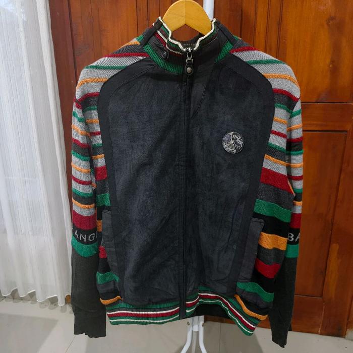 jaket vintage suede combine knitwear angelo garbasus