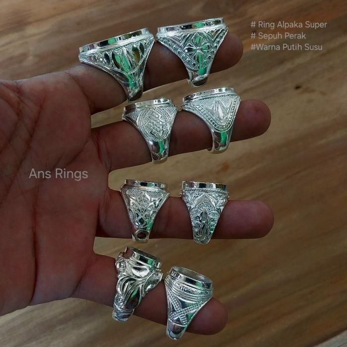 MEWAH!! 20 PCS/1 Kodi Ring Emban Akik Alpaka Super Sepuh Perak