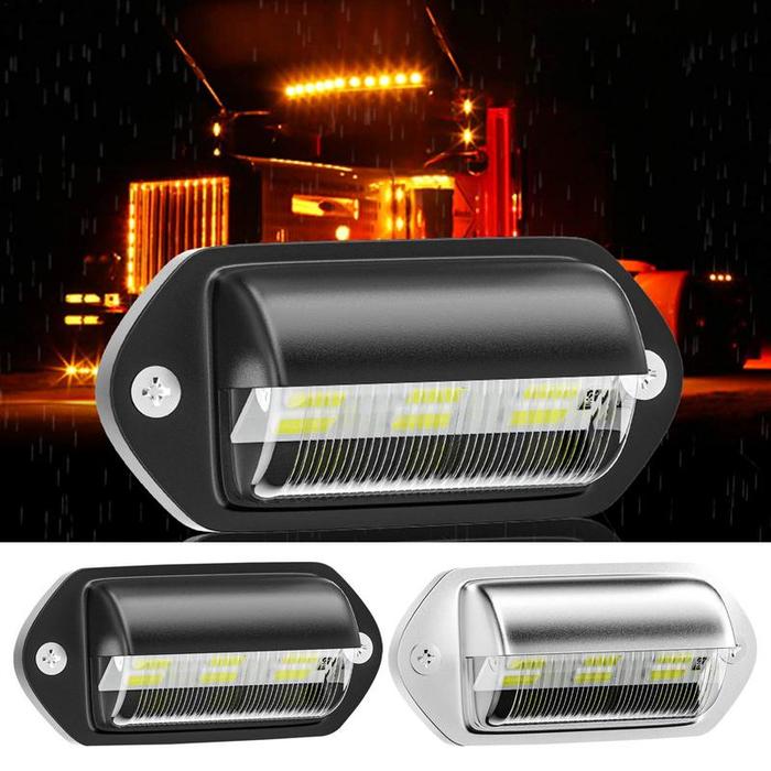 Lampu Plat Nomor Mobil 12V Ke 24V DC Tahan Air 6 LED Lampu Plat Nomor