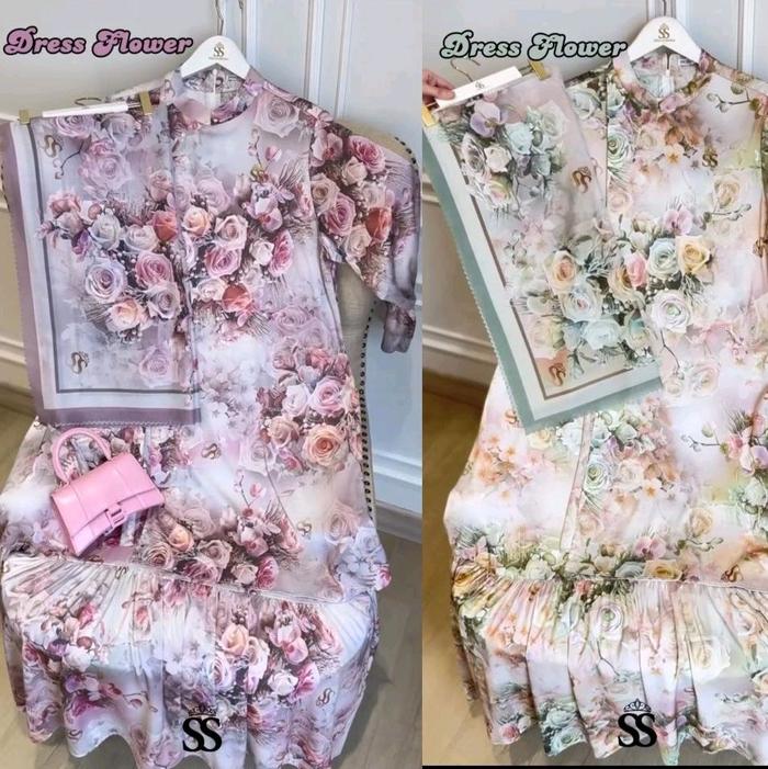 Shellasaukia Dress Gamis Motif Cantik Summer Printing Muslim Wanita Dewasa Remaja Maxi Nyaman Panjan