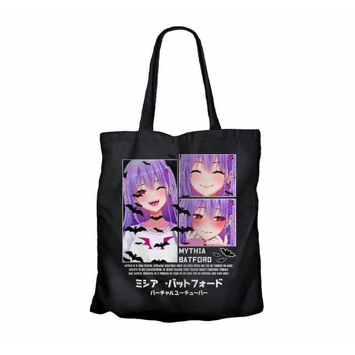 Tote Bag Kanvas dengan Desain Karakter Vtuber Ukuran 38x30 cm
