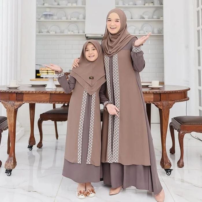 HAZZAFA COUPLE MOM & KIDS - ethica sarimbit terbaru 2024 - Gamis Sarimbit Ibu Dan Anak Perempuan Set