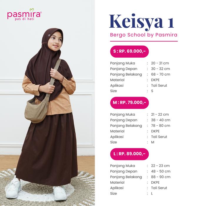 Jilbab Sekolah Pasmira KEISYA 1 Bergo Muslim Instan