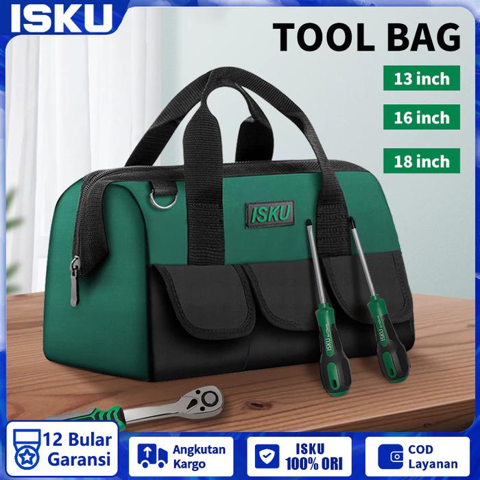 ISKU Tool Bag /Tas Perkakas 13/16/18 inch Bahan Kain Oxford Multifungs Anti Air Tool Bag isku Alat P