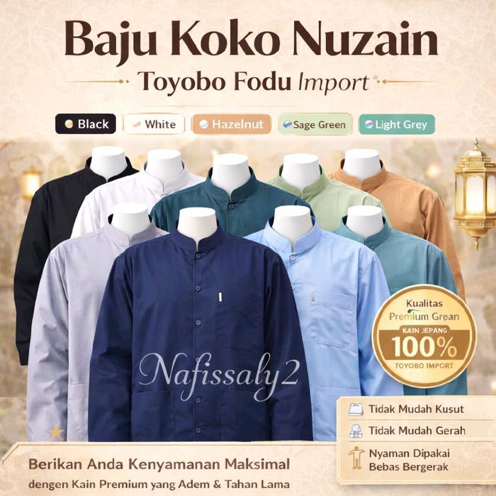 Nuzain Collection Baju Koko Muslim Pria Kemeja Laki-laki Premium Salaf Nuzain Seperti Ammu Bahan Toy