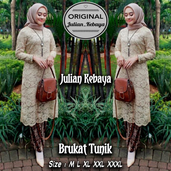 Fashionchika- Setelan Baju Kebaya Brukat Tunik Wanita Muslim Modern / Atasan Kebaya Brokat Kondangan