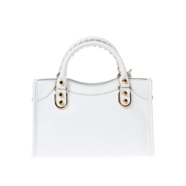 BALENCIAGA MINI METALLIC EDGE IN WHITE CHEVRE (GRAINED LEATHER) GHW