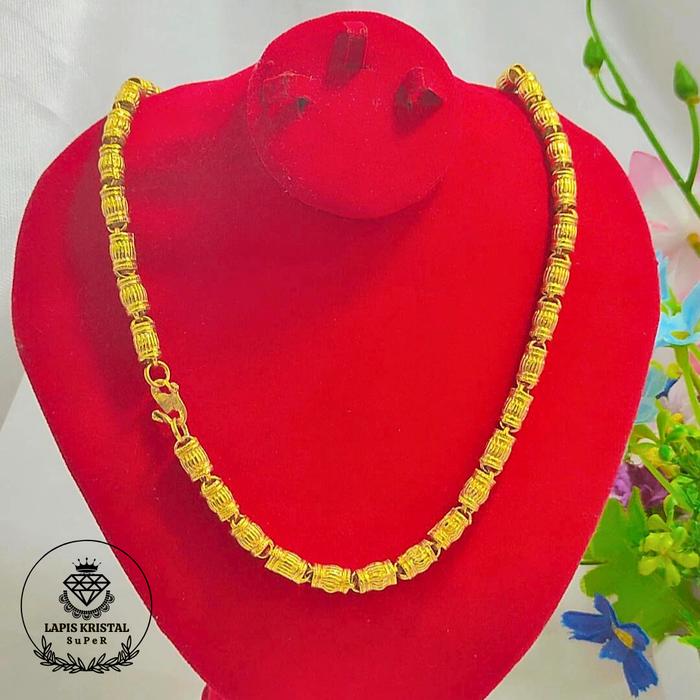kalung bambu india perhiasan emas lapis kristal