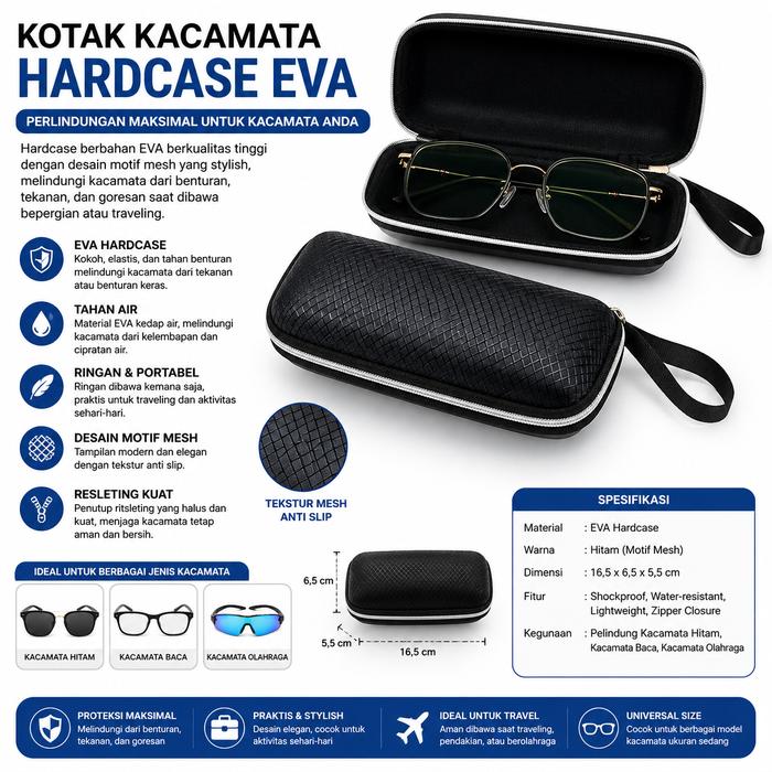 Kotak Kacamata Eva Hardcase Motif Mesh Pelindung Frame Lensa Kacamata Hitam Baca Sunglasses Case Ant
