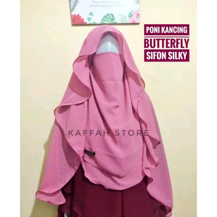 Niqob Poni Kancing  Butterfly Siffon Silky Fathiya