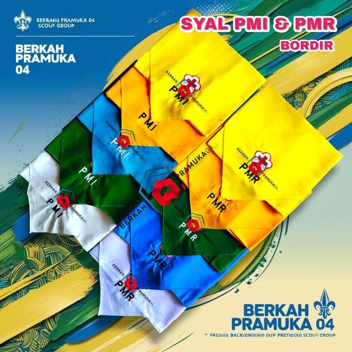 SYAL SCRAFT LEHER PMI PMR MADYA WIRA SD SMP SMA BAHAN KATUN BORDIR VARIASI LENGKAP Anak