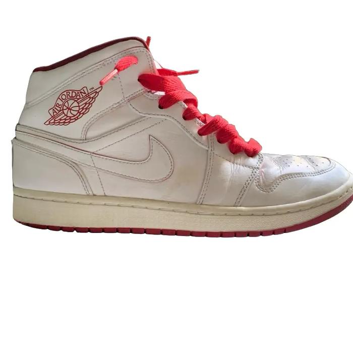 Nike Air Jordan 1 Retro Mid Putih Gym Red Sepatu Original Dengan Kemasan Resmi Kotak Rep Asli Dijami