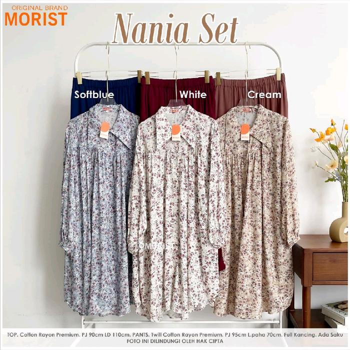 One Set Atasan Katun Rayon Premium Celana Kulot Twill Katun Rayon Busui Friendly Nania Oneset