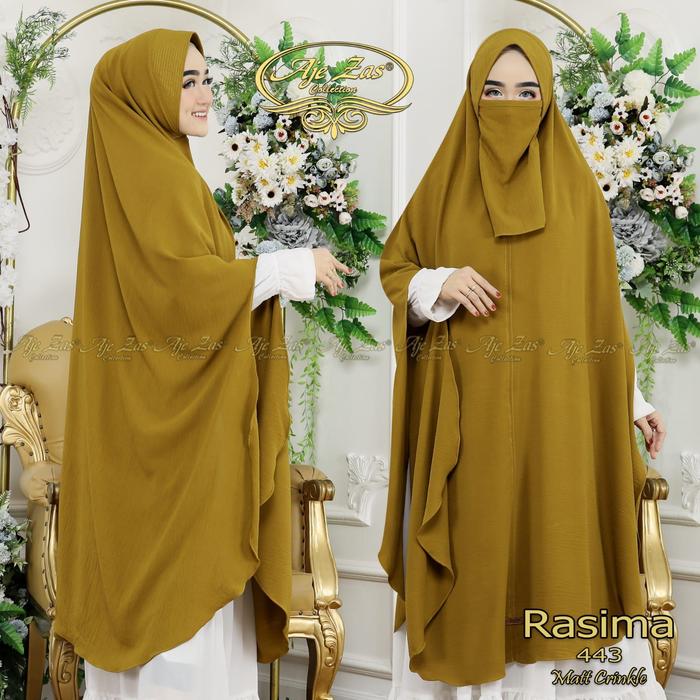 AJEJAS- Hijab Khimar Daily Jumbo Soft ped Antem syari RASIMA Pet Antem Maat Crinkel Airflow