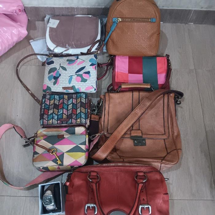 tas selempang kulit fosil