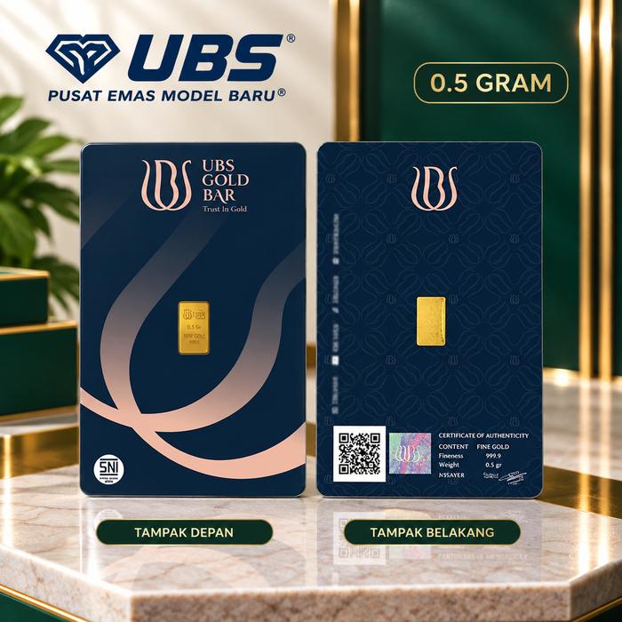 Logam Mulia Emas Batangan LM UBS 0.5 gram Press & Karton Emas Batangan Halus - 0.5 gr