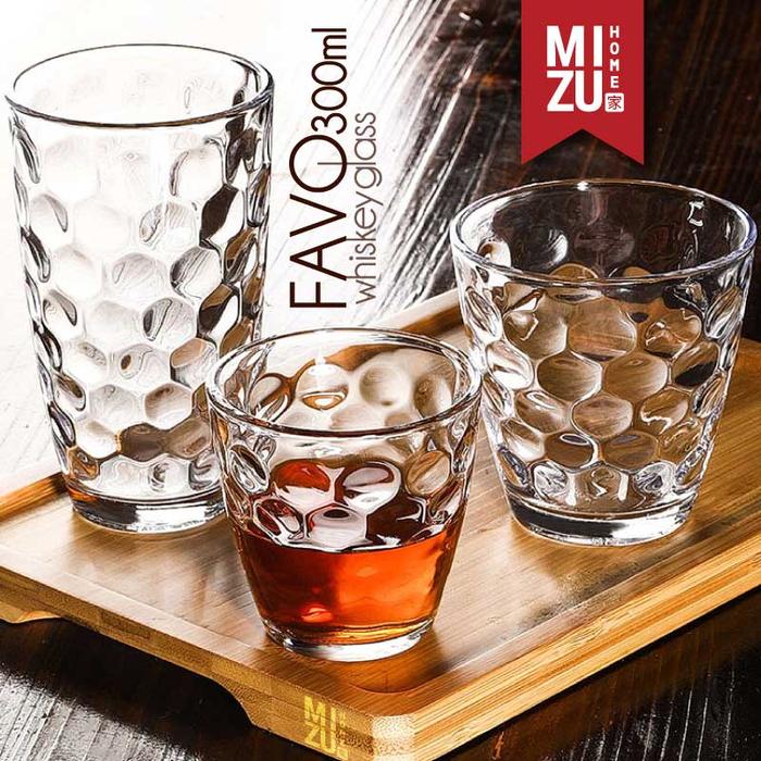 MIZU FAVO Whiskey Glass Gelas Kaca Whisky On The Rocks Gelas Air Minum Gelas Cocktail Gelas Mocktail