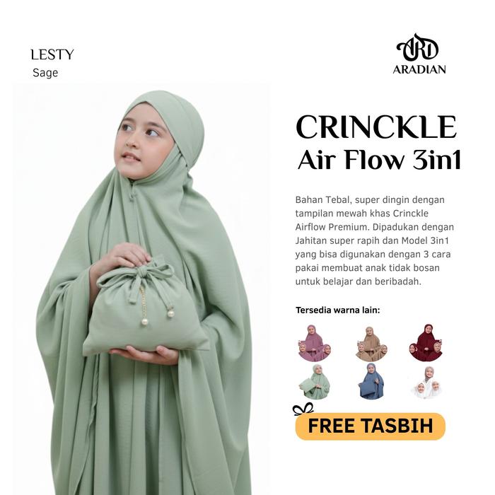 [ARADIAN] Lesty - Mukena Anak Tanggung 3 in 1 Crinkle Airflow Crincle Cringkle SD dan SMP Remaja Mus
