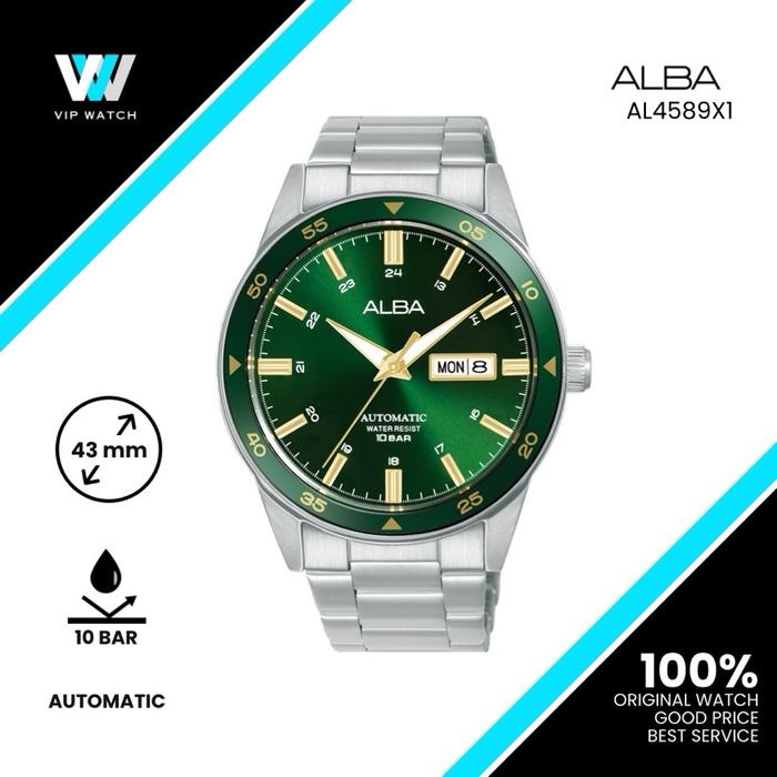 Alba AL4589X1 Jam Tangan Pria Otomatis 43mm Tahan Air 10 Bar Original Watch Good Price Best Service