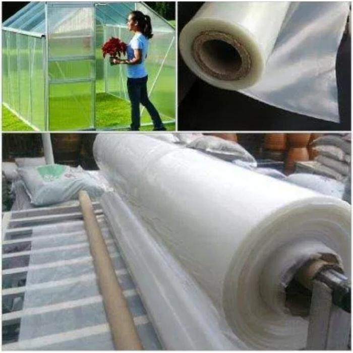1 Roll plastik bening PE UV tebal 08 mm lebar 200 cm panjang 25 meter green house/kolam ikan Serbag