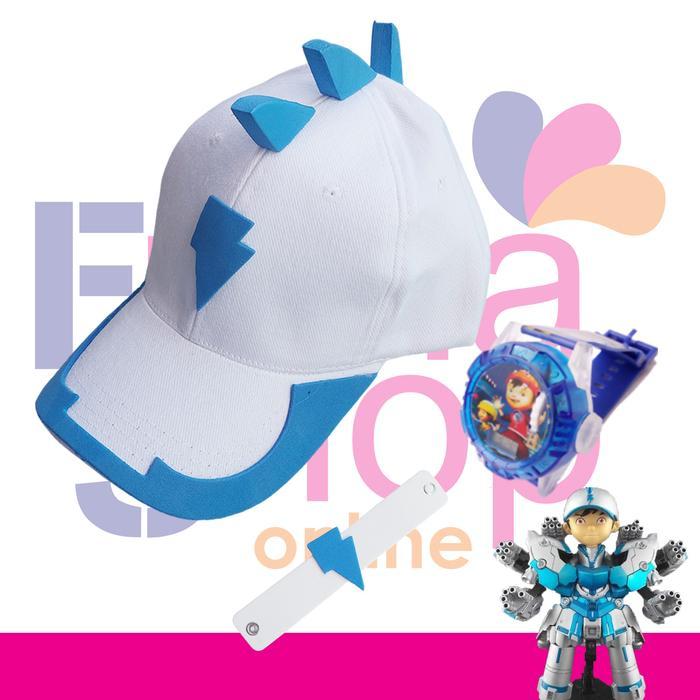 Frimashop Paket Topi + Jam Tangan Proyektor + Tombak Boboiboy Mecha / Mechabot Mod Aksesoris - Topi 