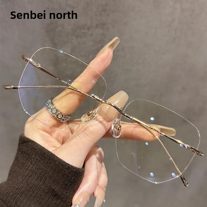 Rose Gold Titanium Frame Glasses for Myopia Flat Top Unisex Eyewear Fashionable Intellectual Style w