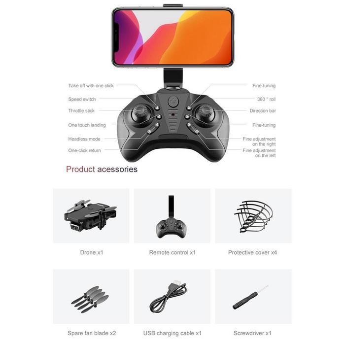 Drone Mini Lipat Drone GPS Kamera 4K untuk Dewasa Kamera UHD 15 Menit