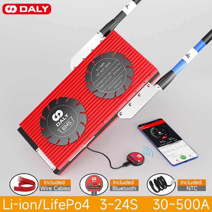 DALY Smart BMS 4S 8S 16s 48V 12V 24V 18650 Li-ion LiFePO4 Battery 30A 40A 60A 80A 100A 120A 150A 200