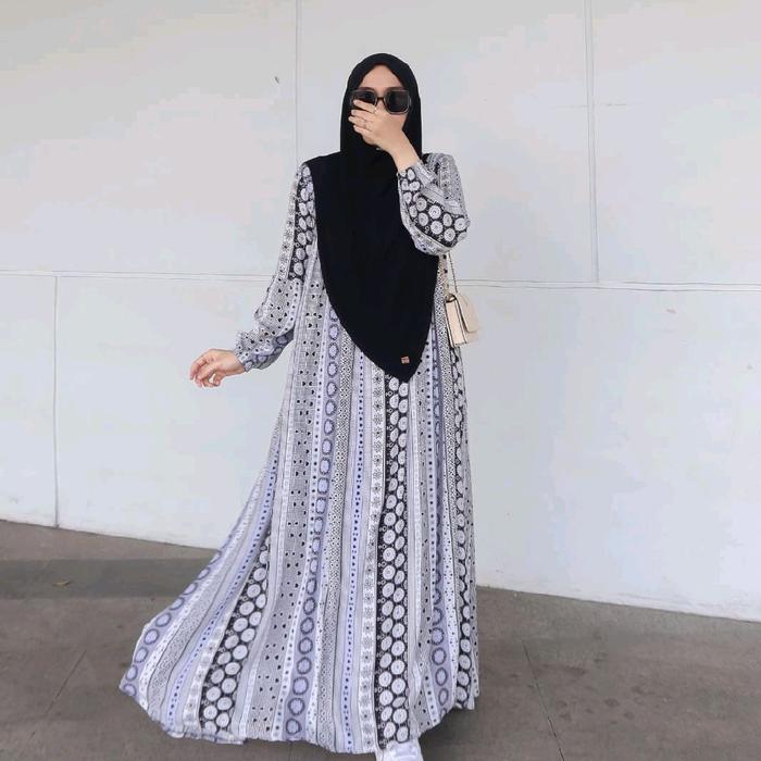 ZAFEETRI Basic Ethnic Love black white Material dress Rayon Garment Griya_mey