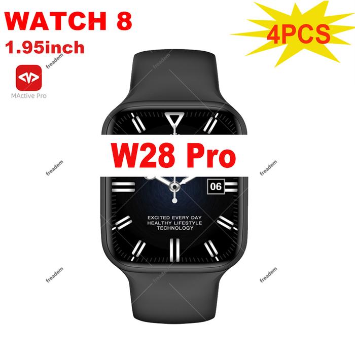 4PCS W28 PRO NFC Smart Watch 1.95inch Bluetooth Call Heart Rate