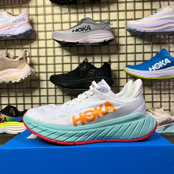 Sepatu hoka carbon x2 white blue orange