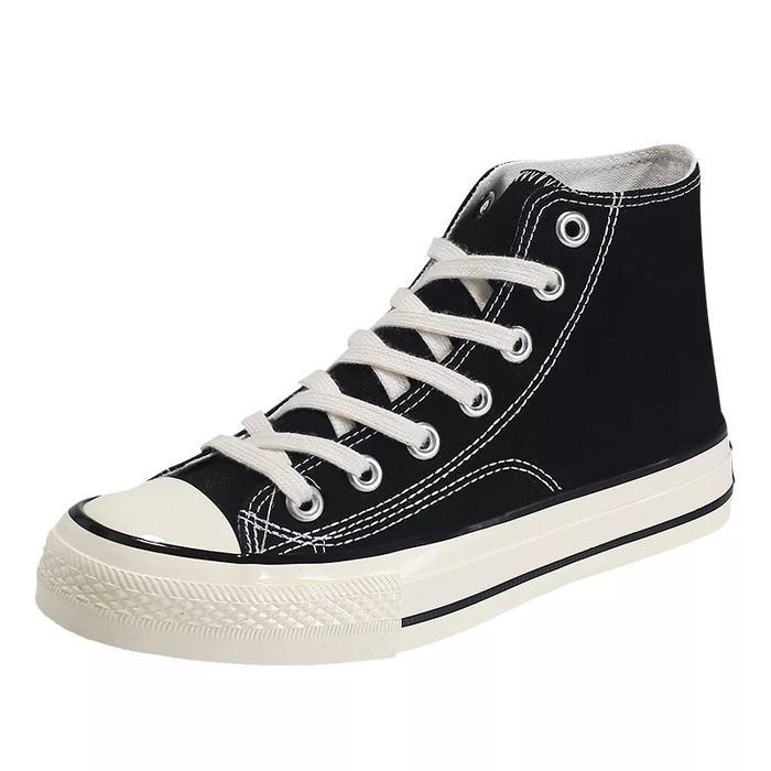 Beeyoo sepatu sneakers wanita hitam putih sepatu sekolah wanita