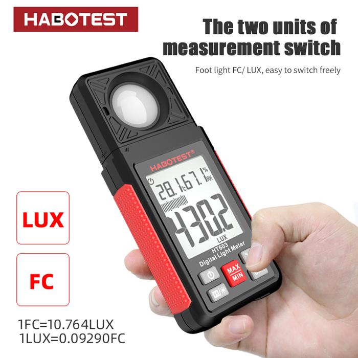 Digital Lux Meter Light Meter FC Lightmeter Illuminance Meter Tester 200000 Lux Illuminometer Photom