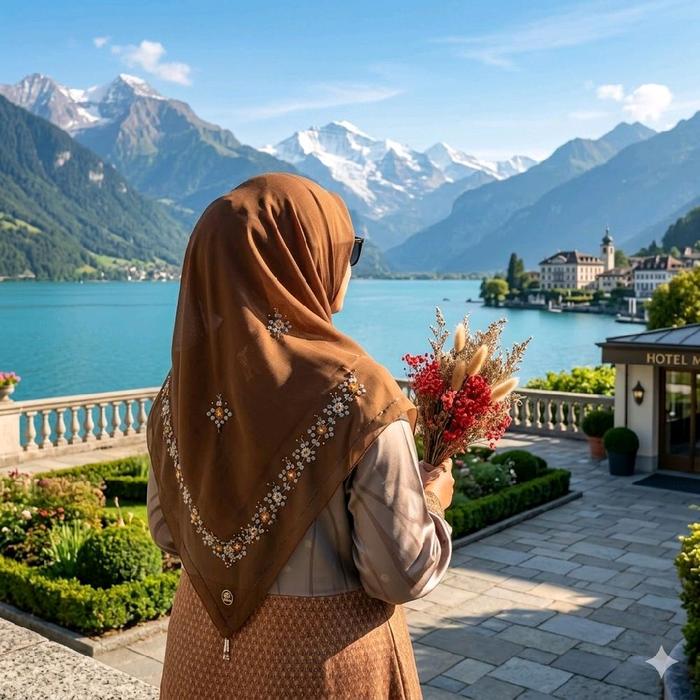 Hijab Persegi empat Paris Japan Premium Sulam Angsur Motif Melisa / Jilbab Paris / Style/ Sale