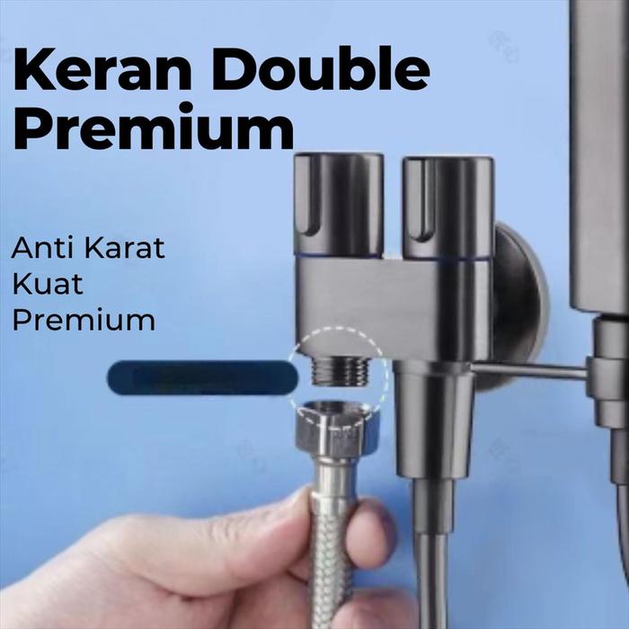 Keran Cabang Keran Double Stop Keran 2 Keran Mesin Cuci Keran Jetshower Bidet Keran Tembok Minimalis
