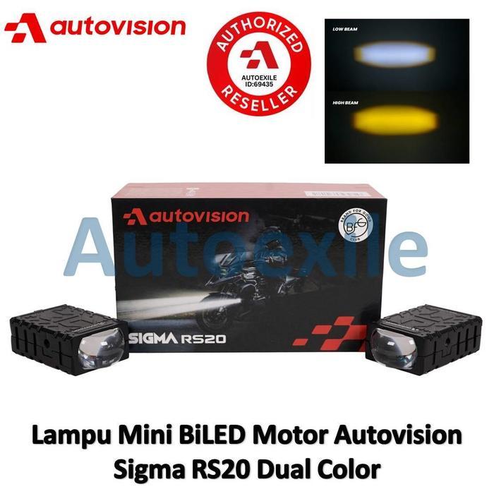 AUTOVISION MINI BILED SIGMA RS20 PUTIH 6000K / KUNING 3000K BI LED SLIM LAMPU SOROT TEMBAK MOTOR DUA
