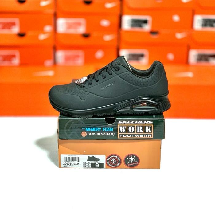 SEPATU PRIA FULL HITAM SKECHERS UNO SR BLACK ORIGINAL (200054/BLK) Shoes Sneakers Casual Kerja